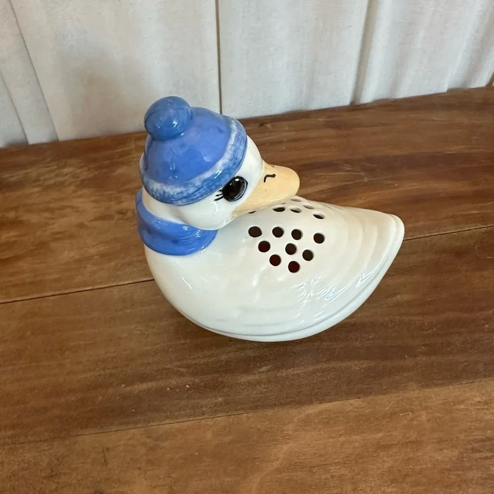 Ceramic Duck Shaped Kitchen baking soda holder - Blue and White